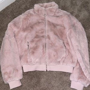 Pink fuzzy coat
